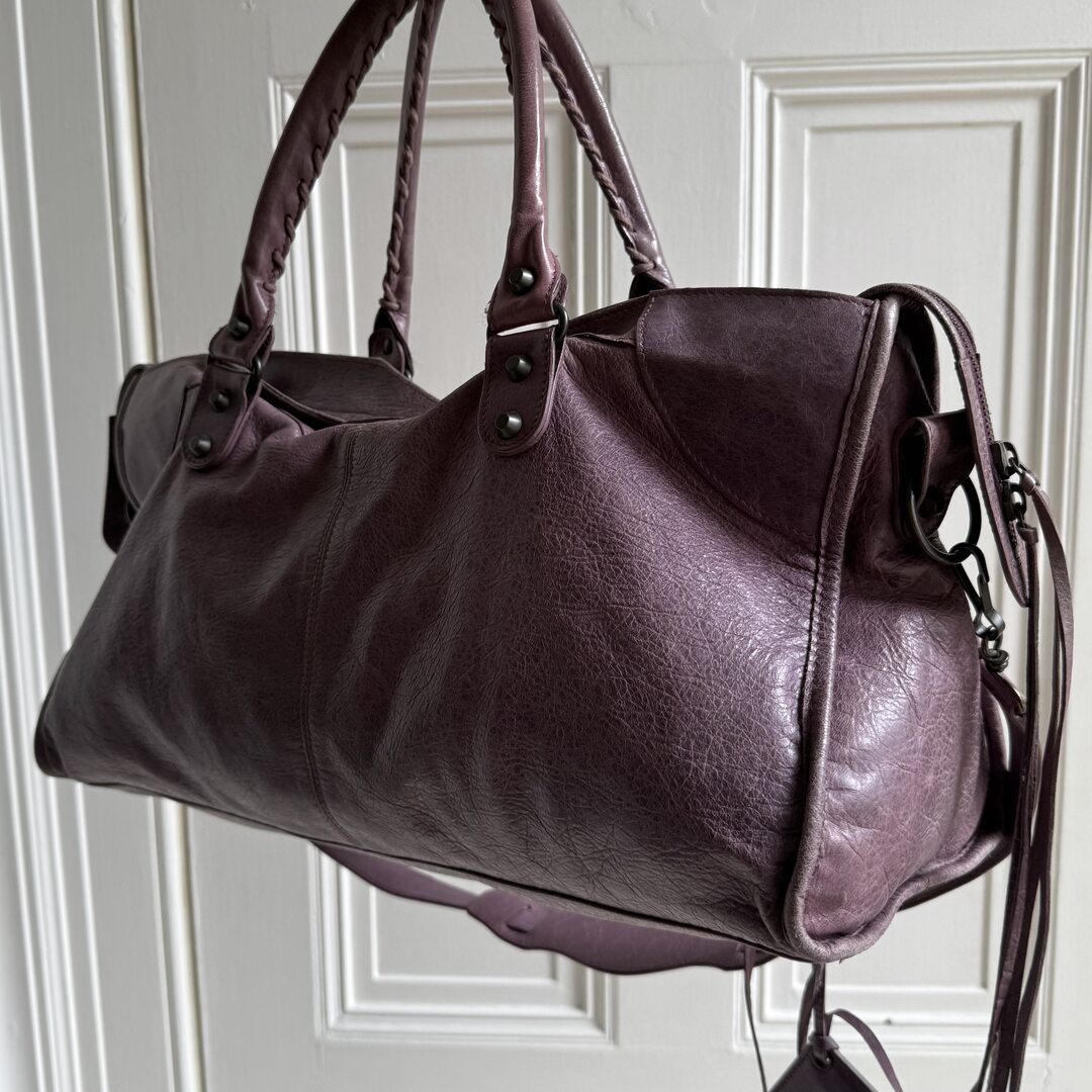 2003 Balenciaga The Part Time Leather Purple Shoulder Bag