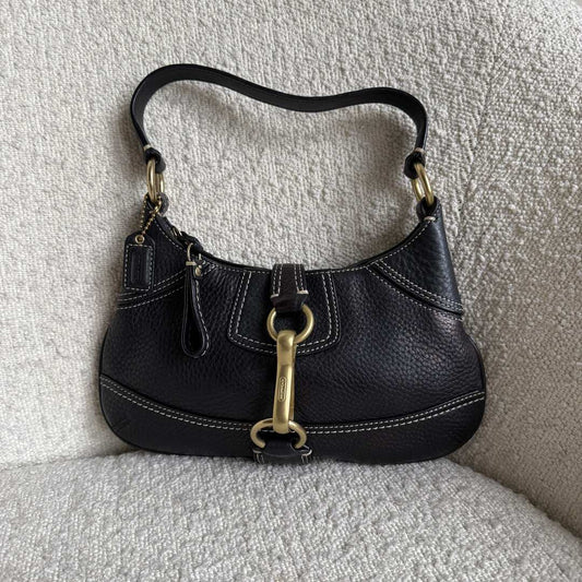 Coach Mini Hampton Black Leather Shoulder Bag