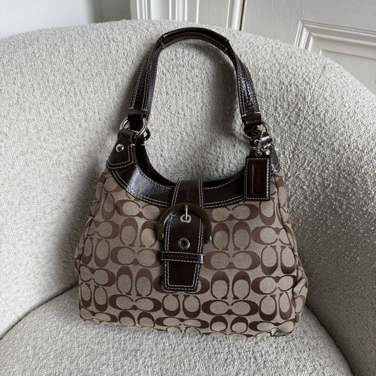 Coach Signature Hobo Brown Shoulder Bag