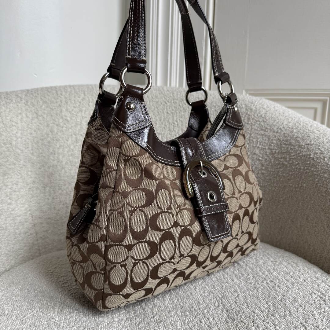 Coach Signature Hobo Brown Shoulder Bag