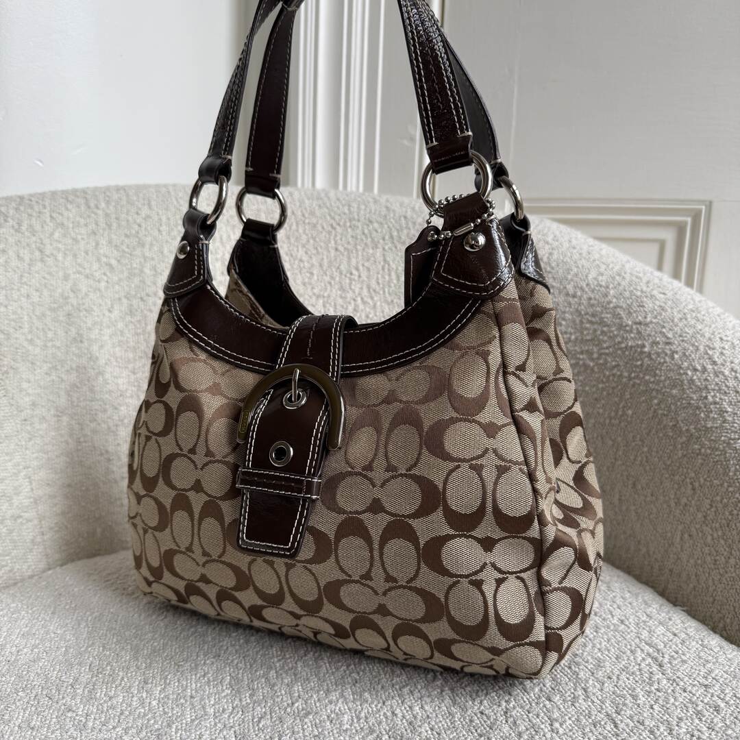 Coach Signature Hobo Brown Shoulder Bag