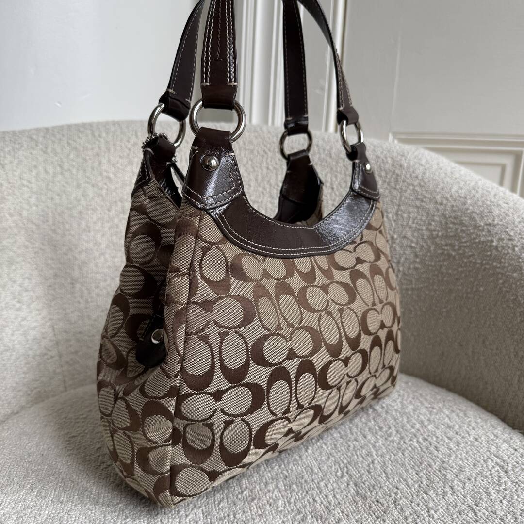 Coach Signature Hobo Brown Shoulder Bag