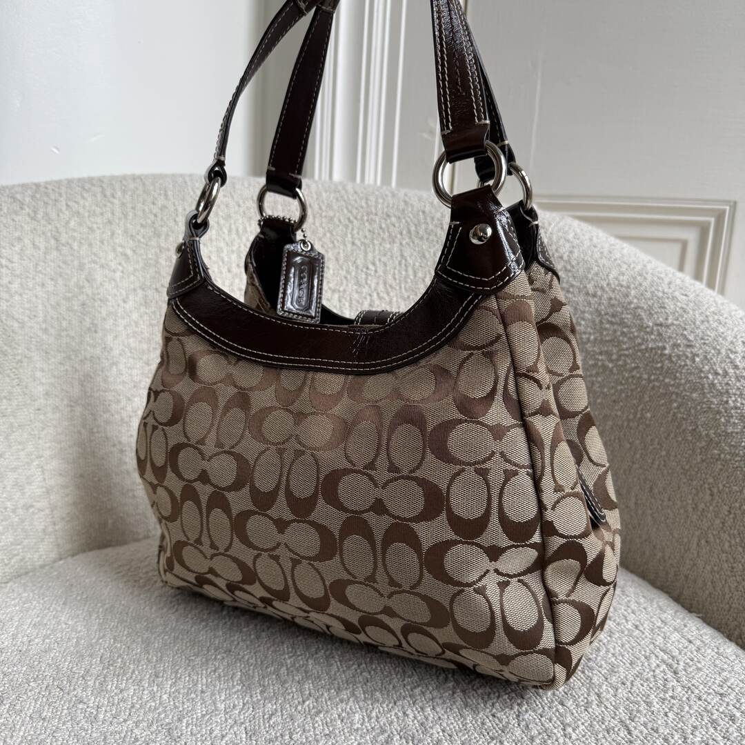 Coach Signature Hobo Brown Shoulder Bag