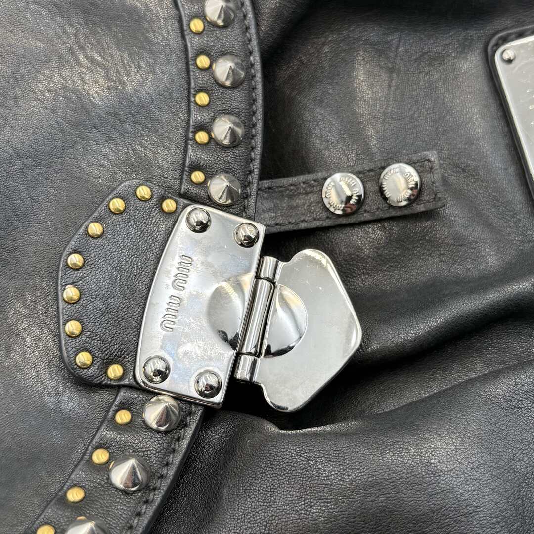 Miu Miu Studded Leather Black Handbag