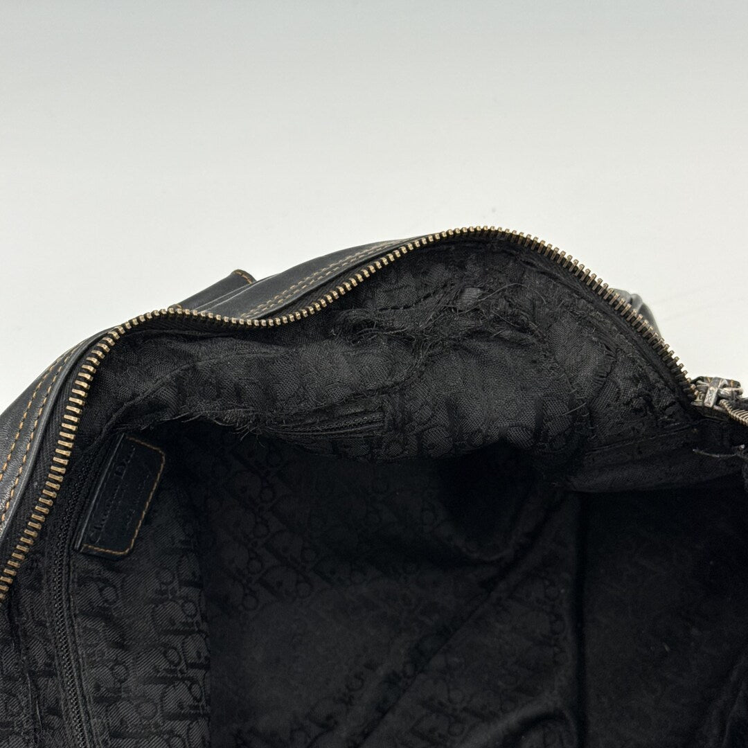 2007 Dior Gaucho Double Saddle Black Leather Shoulder Bag