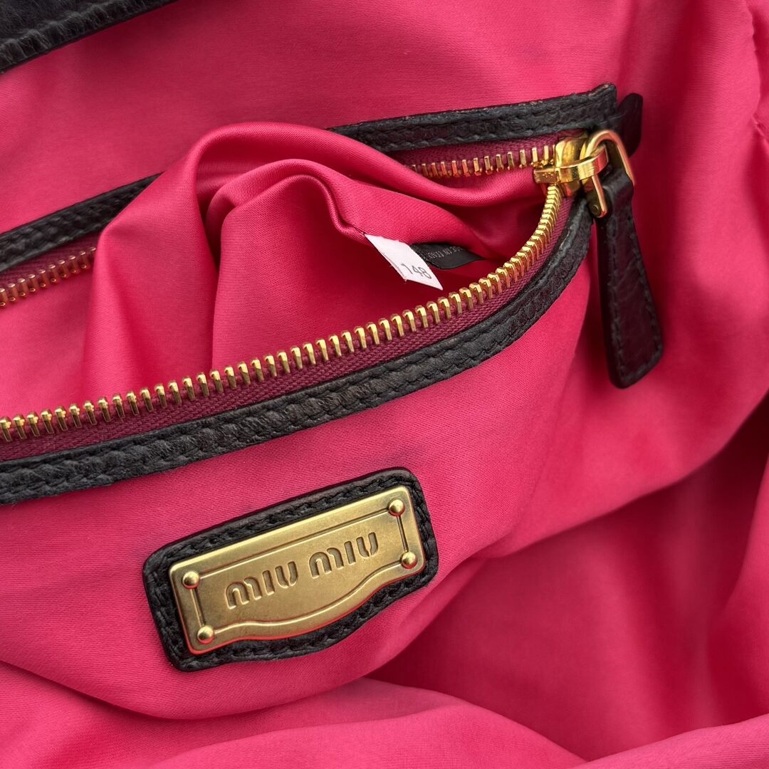 Miu Miu Charm Leather Black Handbag