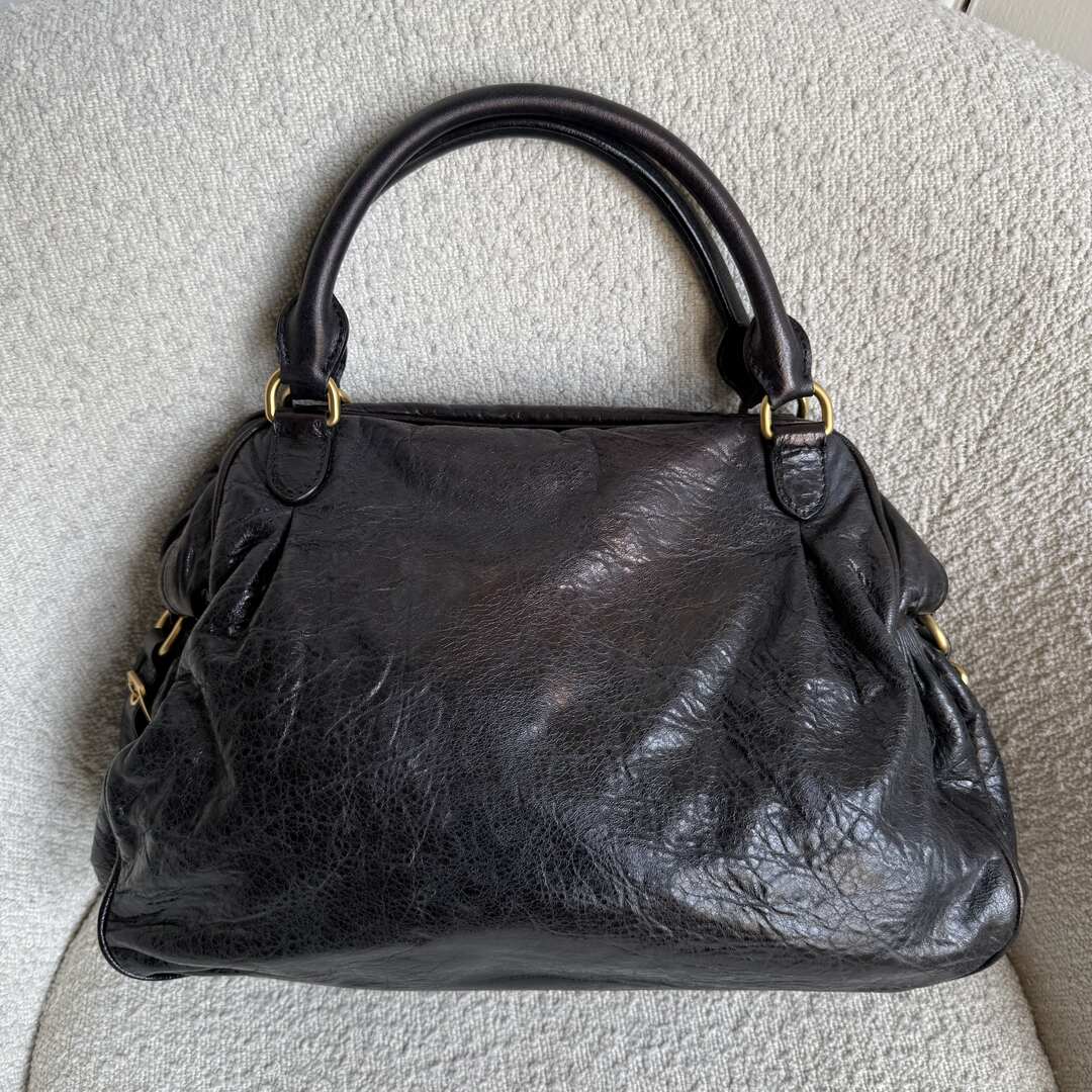 Miu Miu Charm Leather Black Handbag