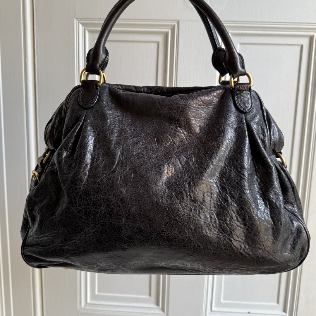 Miu Miu Charm Leather Black Handbag