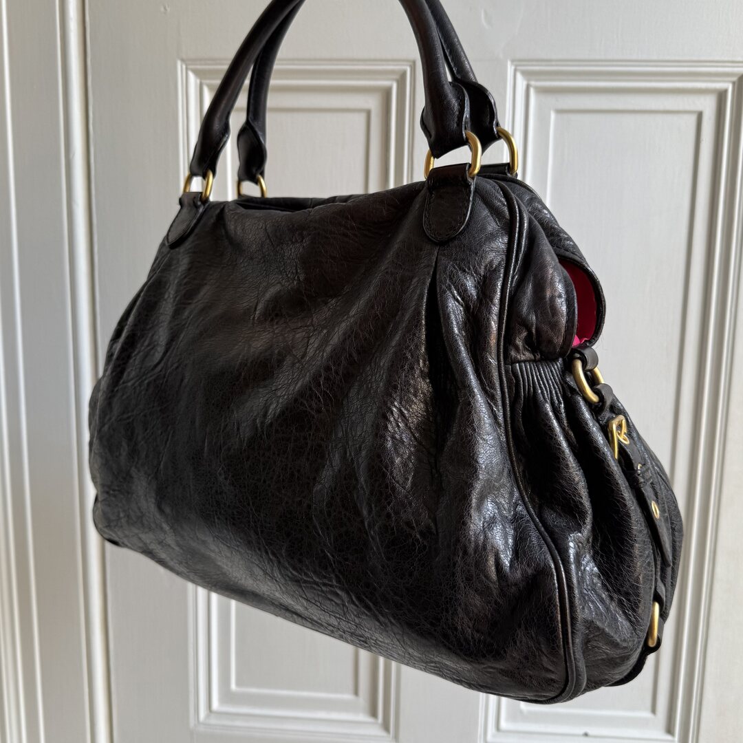 Miu Miu Charm Leather Black Handbag