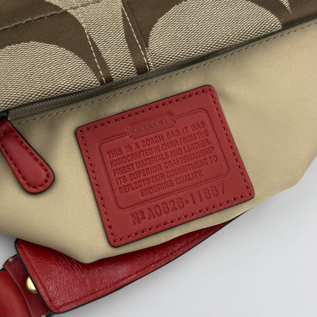 Coach Signature Red Studded Shoulder Bag