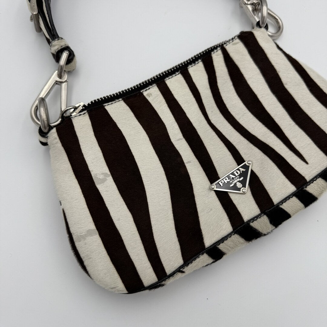 Rare Prada Zebra Pony Hair Shoulder Bag