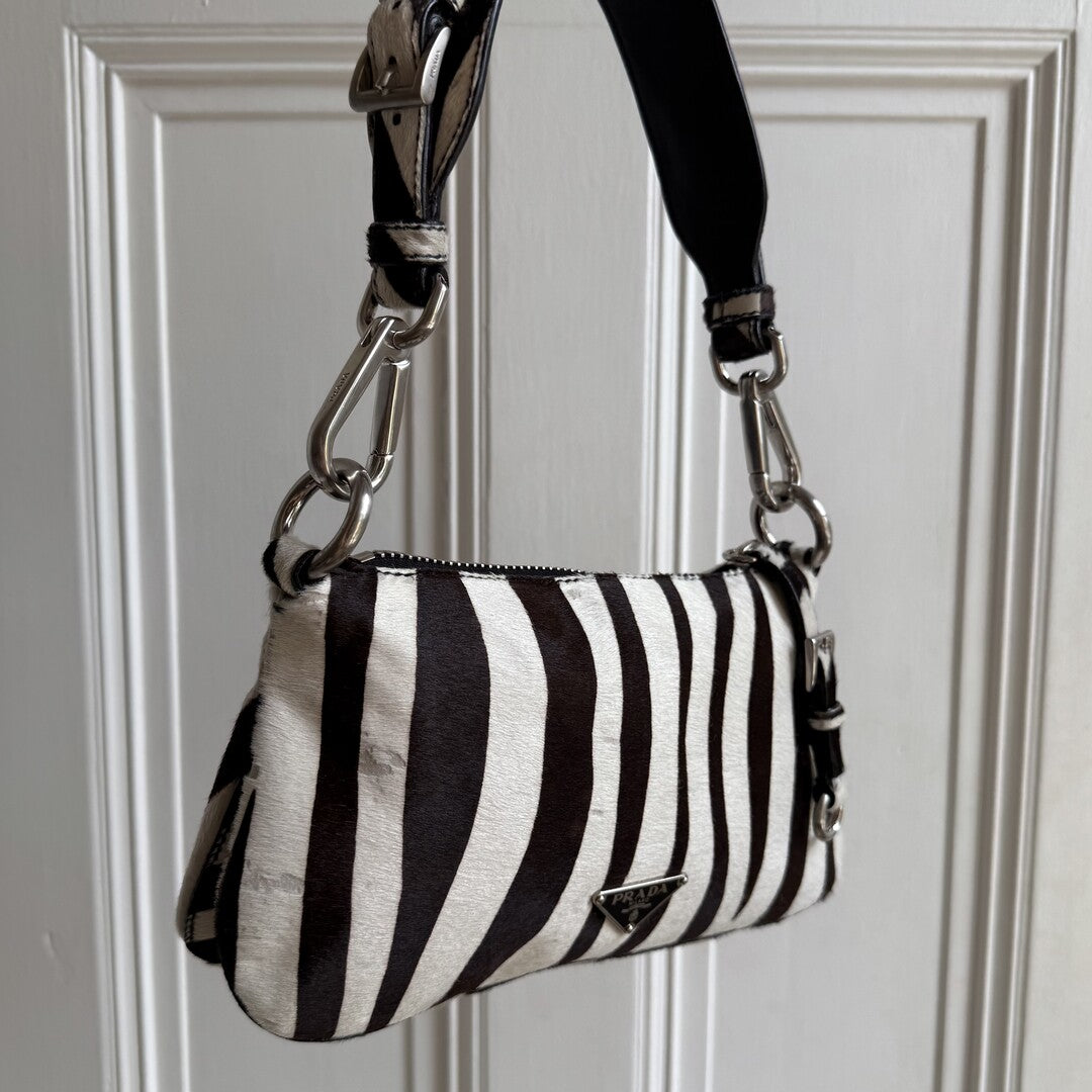 Rare Prada Zebra Pony Hair Shoulder Bag