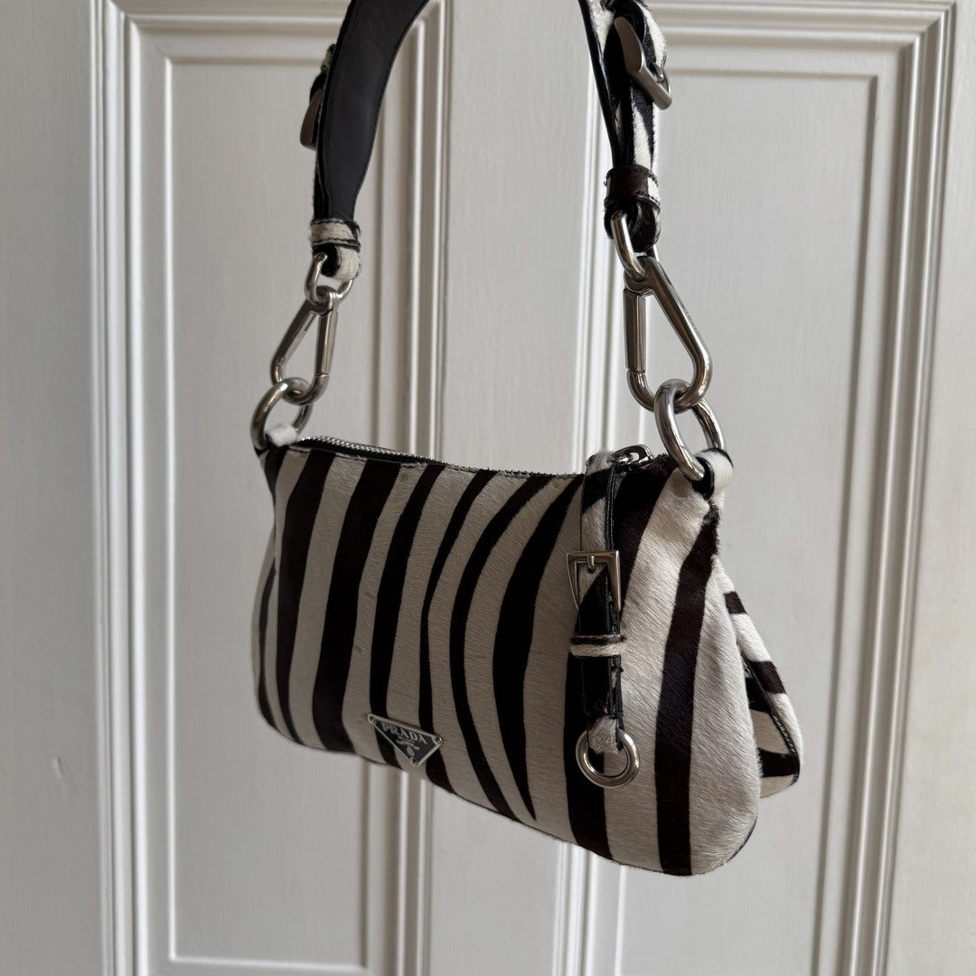 Rare Prada Zebra Pony Hair Shoulder Bag