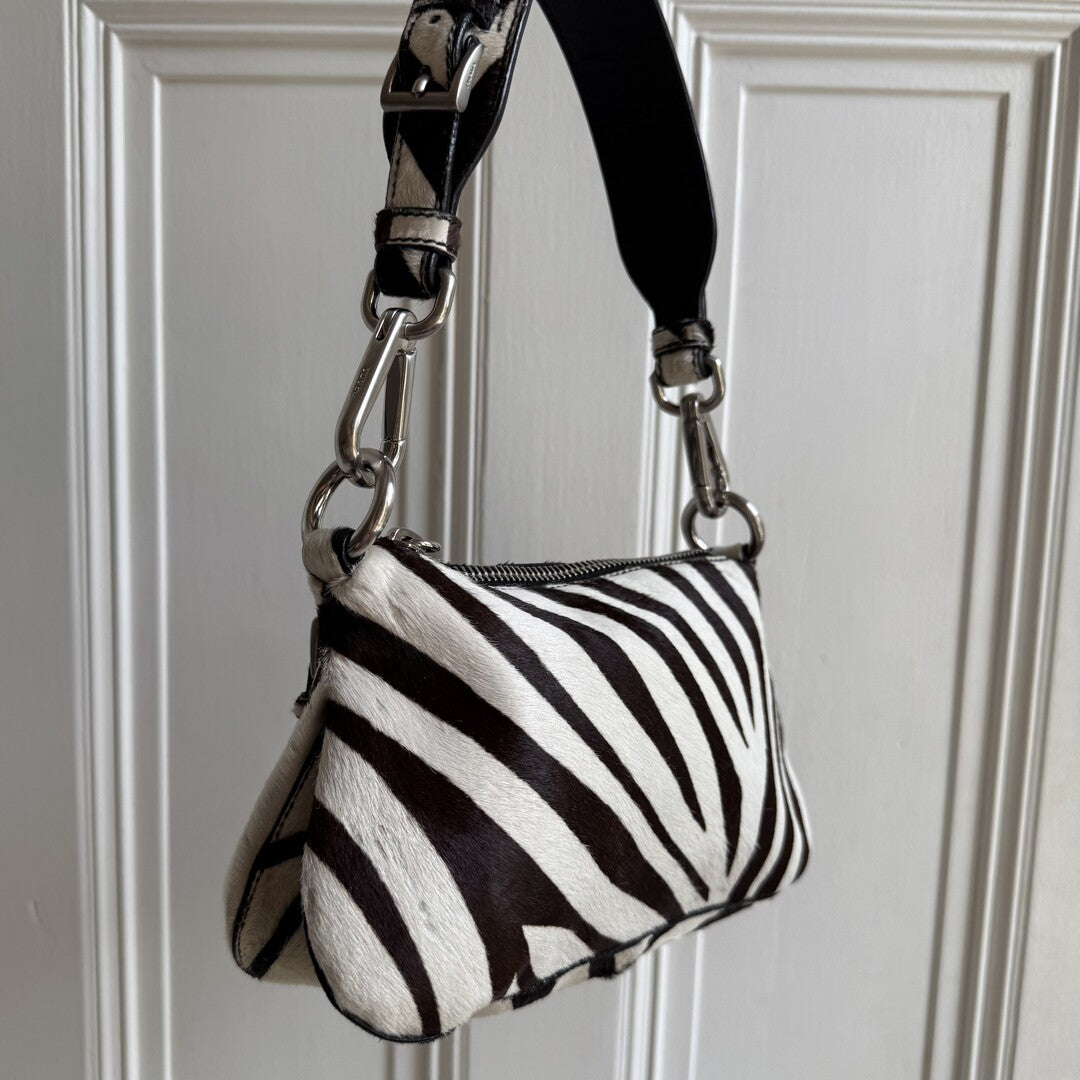 Rare Prada Zebra Pony Hair Shoulder Bag