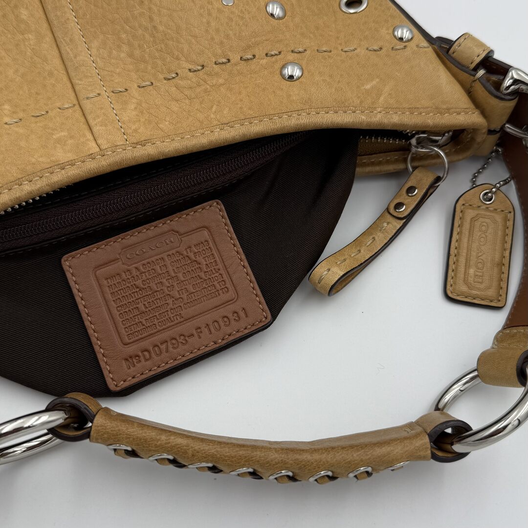 Coach Studded Croissant Light Brown Shoulder Bag