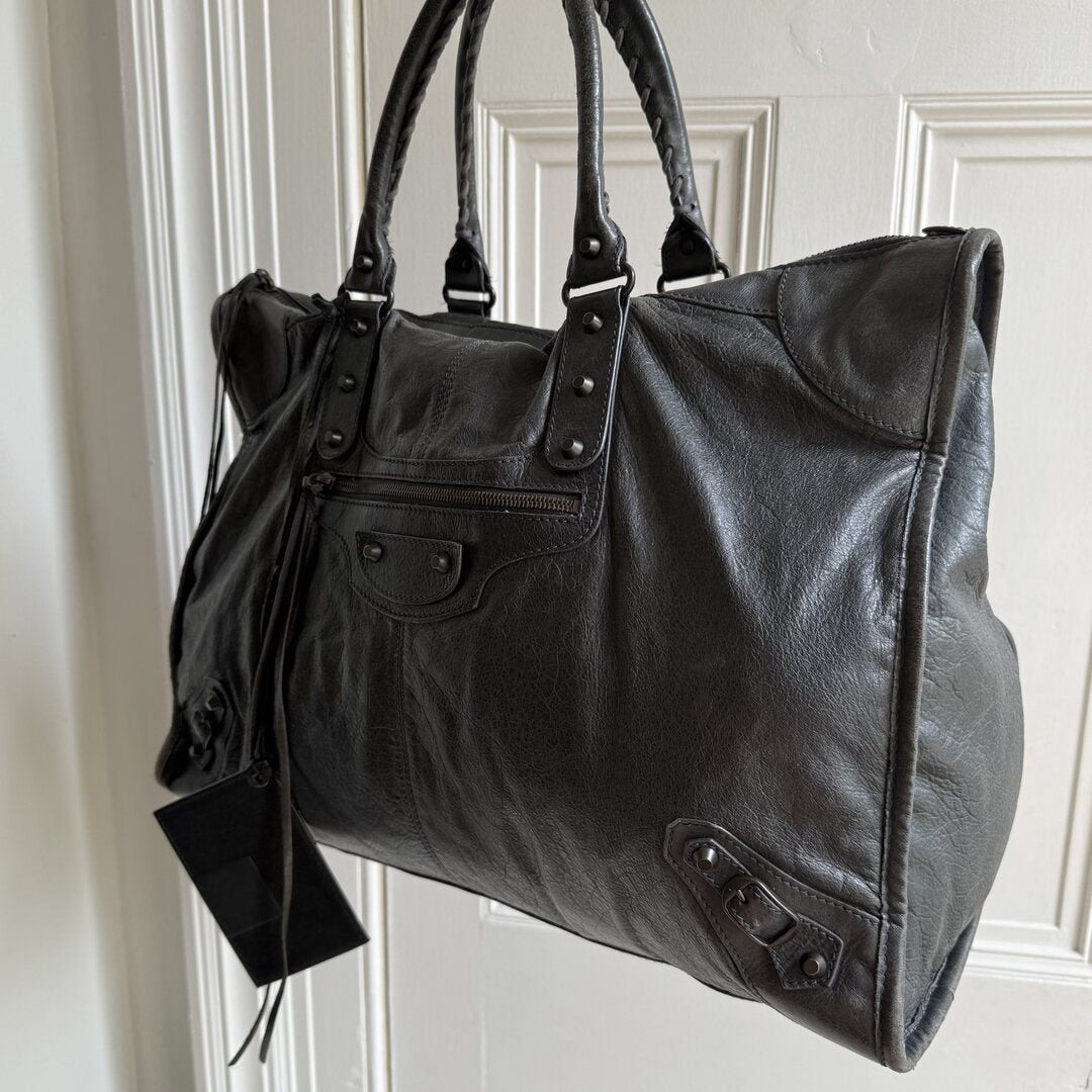 2011 Balenciaga Motocross Classic Weekender Back Leather Bag