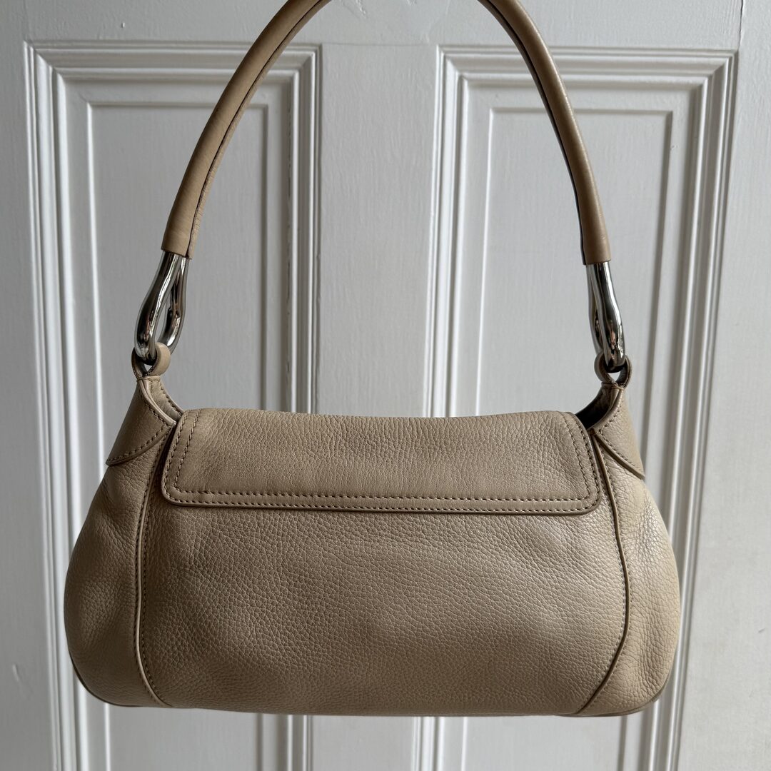 2003 Prada Hobo Leather Beige Shoulder Bag