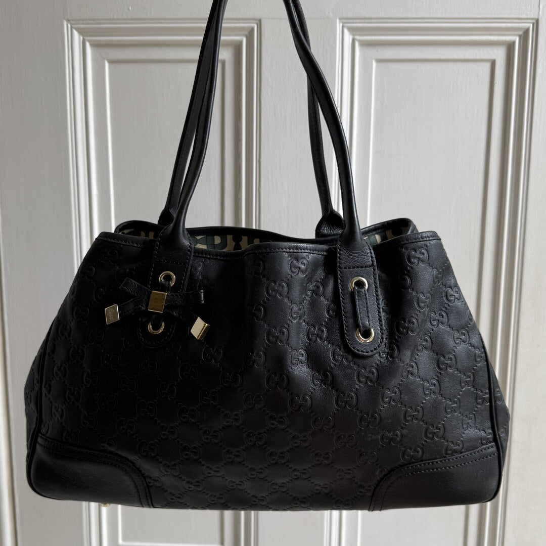 Gucci Guccissima Princy Black Leather Tote Bag