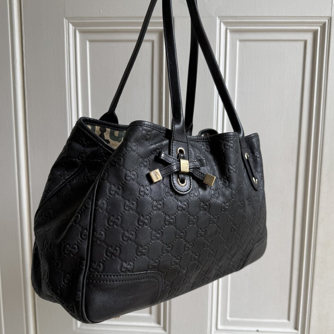 Gucci Guccissima Princy Black Leather Tote Bag