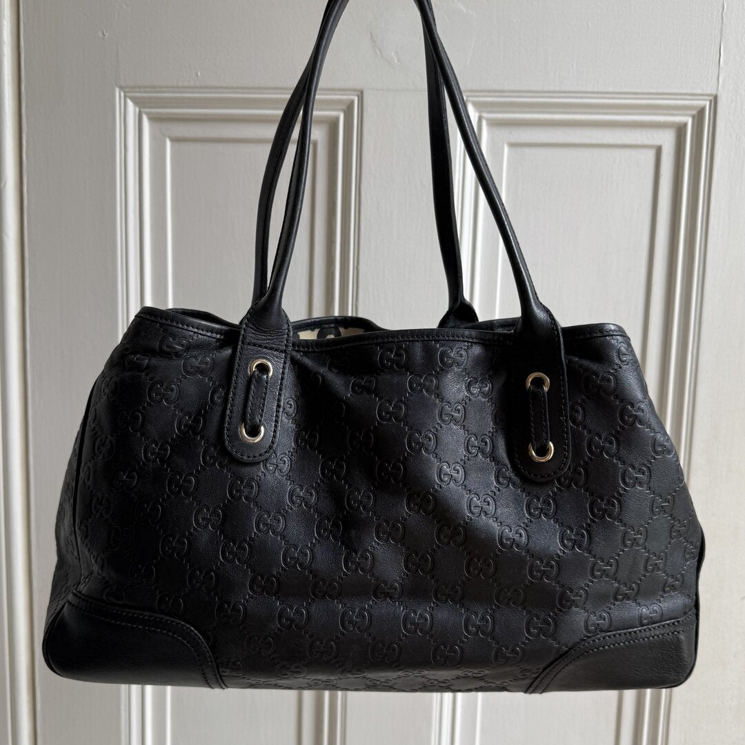 Gucci Guccissima Princy Black Leather Tote Bag