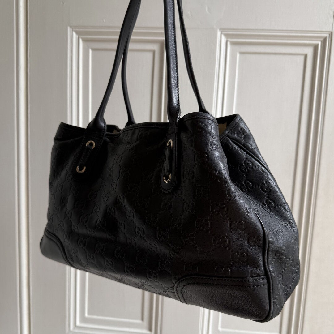 Gucci Guccissima Princy Black Leather Tote Bag