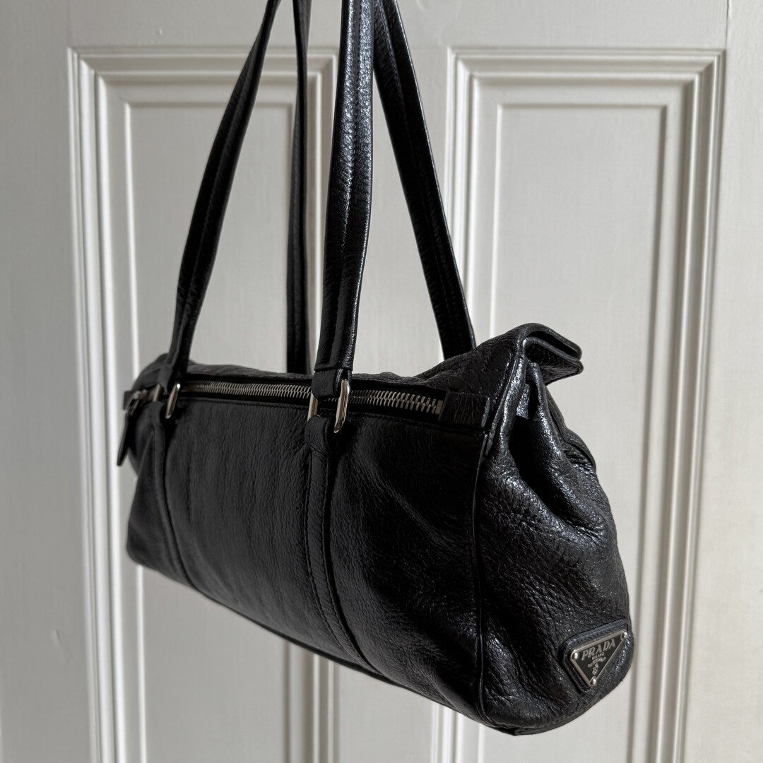 Prada Vitello Easy Leather Black Shoulder Bag
