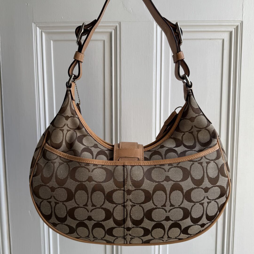 Coach Signature Hobo Buckle Tan Shoulder Bag