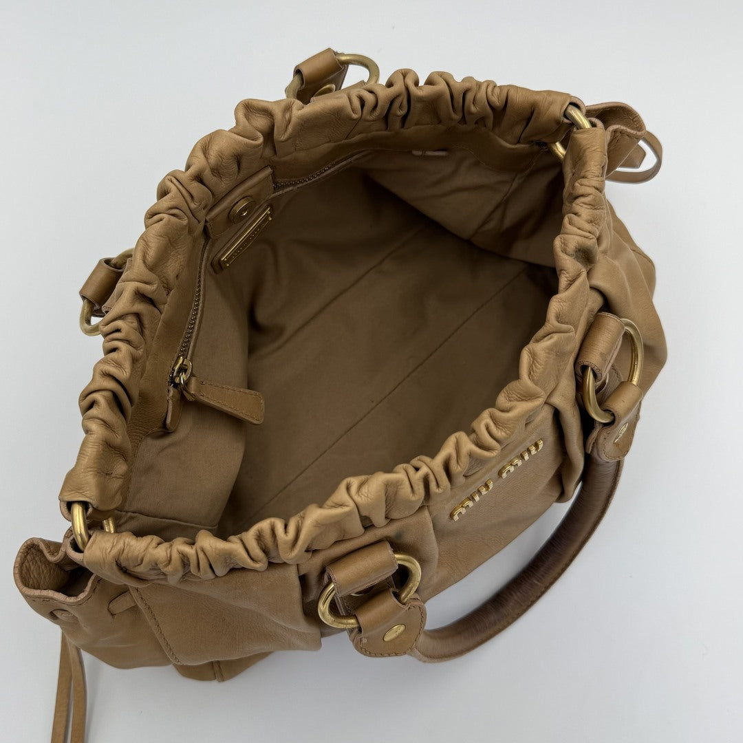 Miu Miu Vitello Beige Leather Handbag