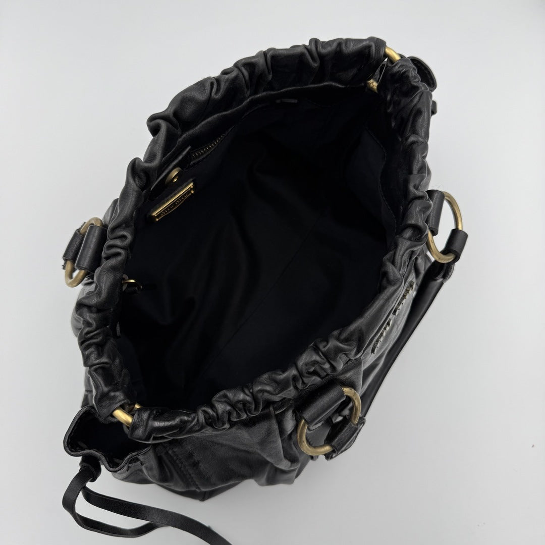Miu Miu Vitello Black Leather Handbag