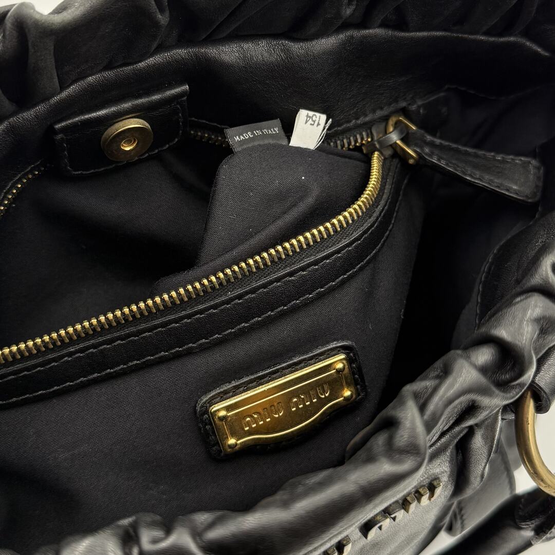 Miu Miu Vitello Black Leather Handbag