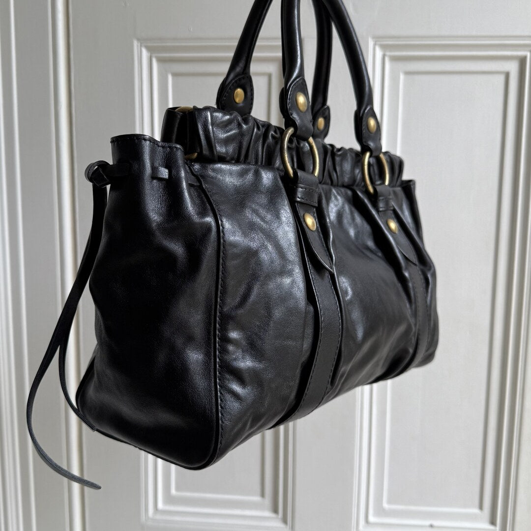 Miu Miu Vitello Black Leather Handbag