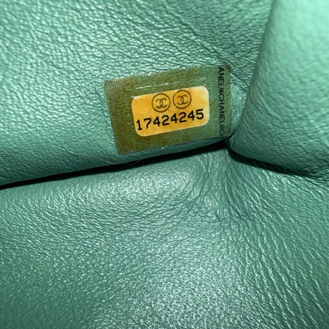 2012 Chanel CC Jumbo Double Flap Patent Leather Green Shoulder Bag