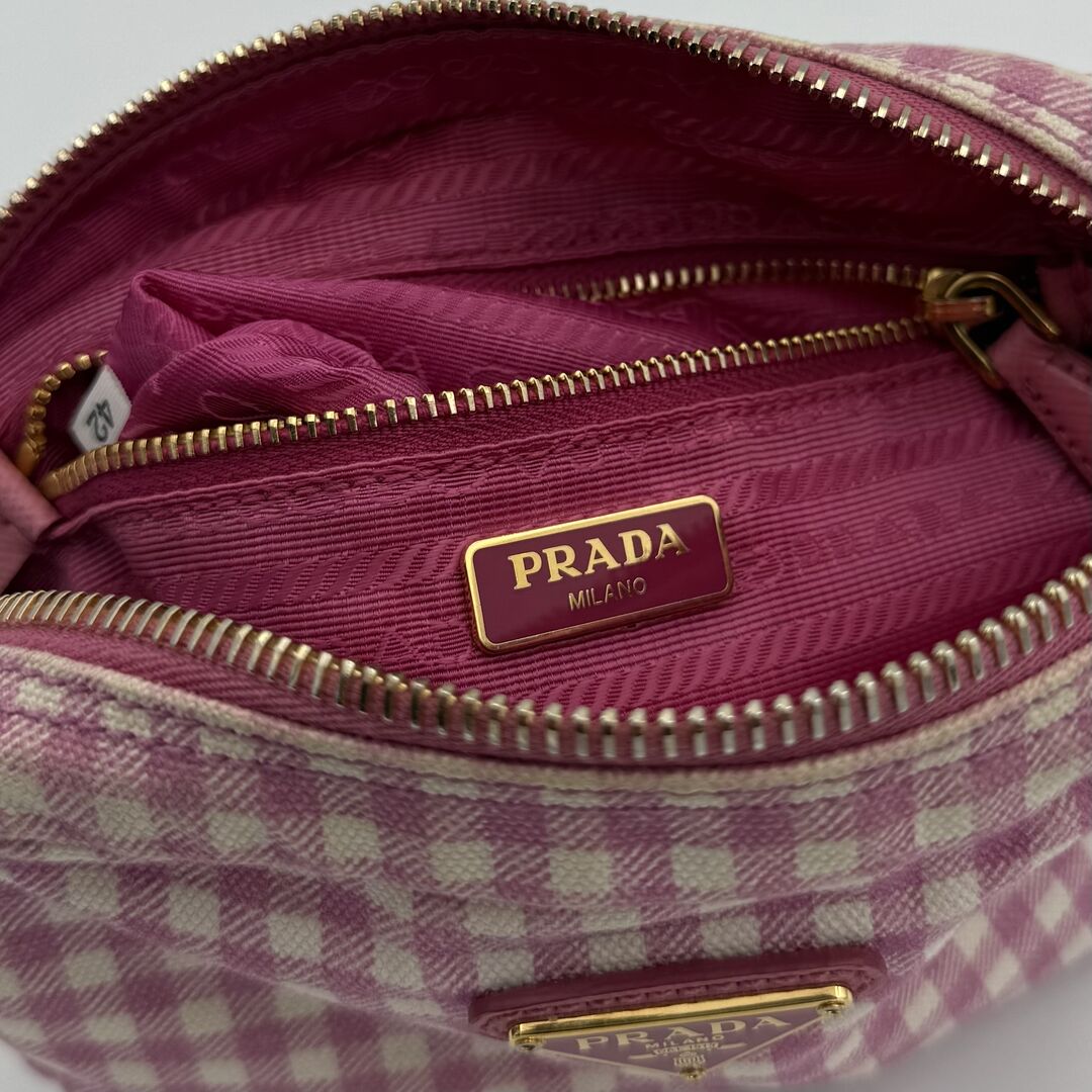 Prada Gingham Pink Vanity Pouch