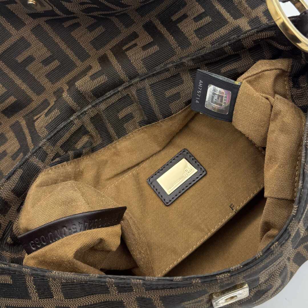 Fendi Zucca Flap Brown Shoulder Bag