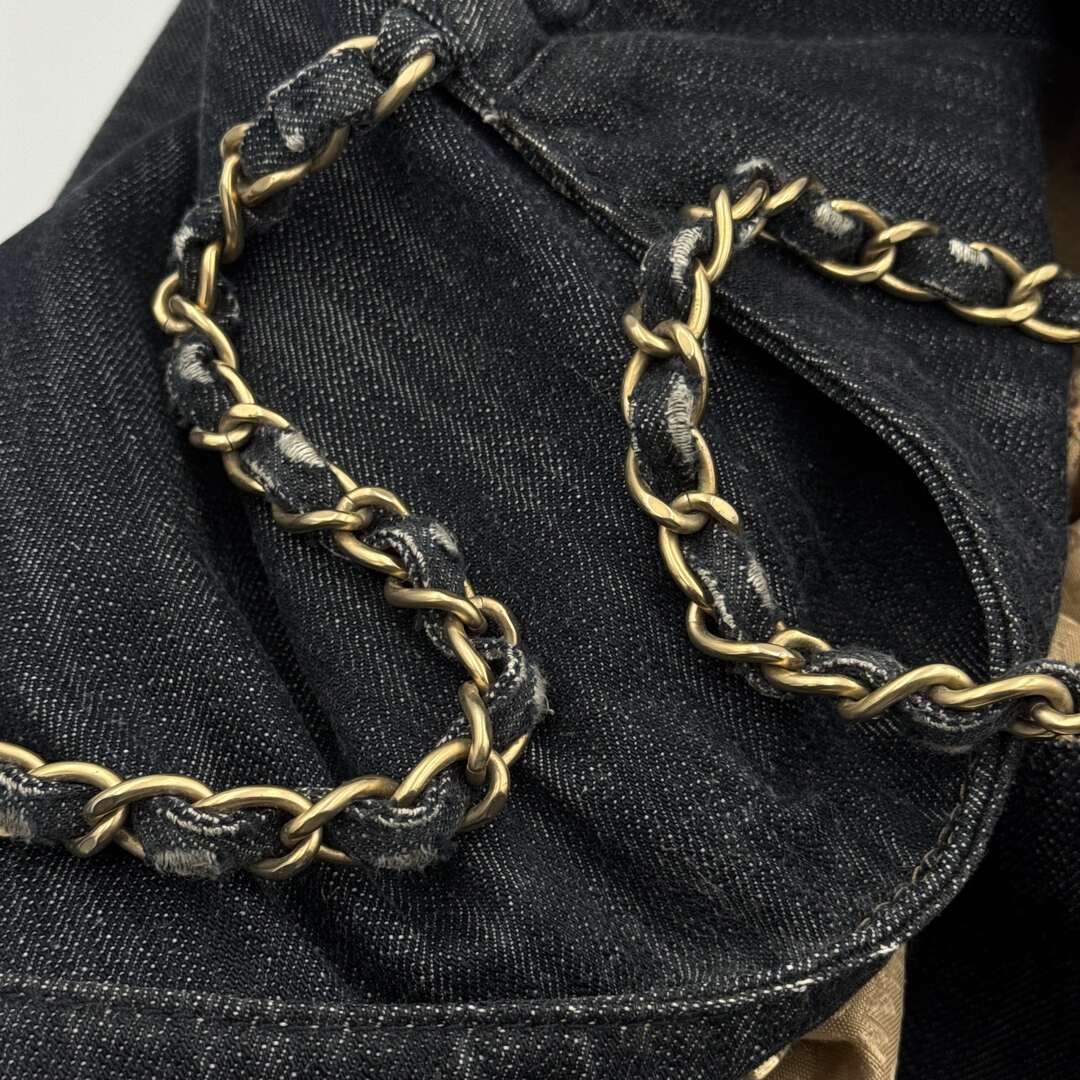 2005 Chanel Cabas Denim Blue Chain XL Tote Bag