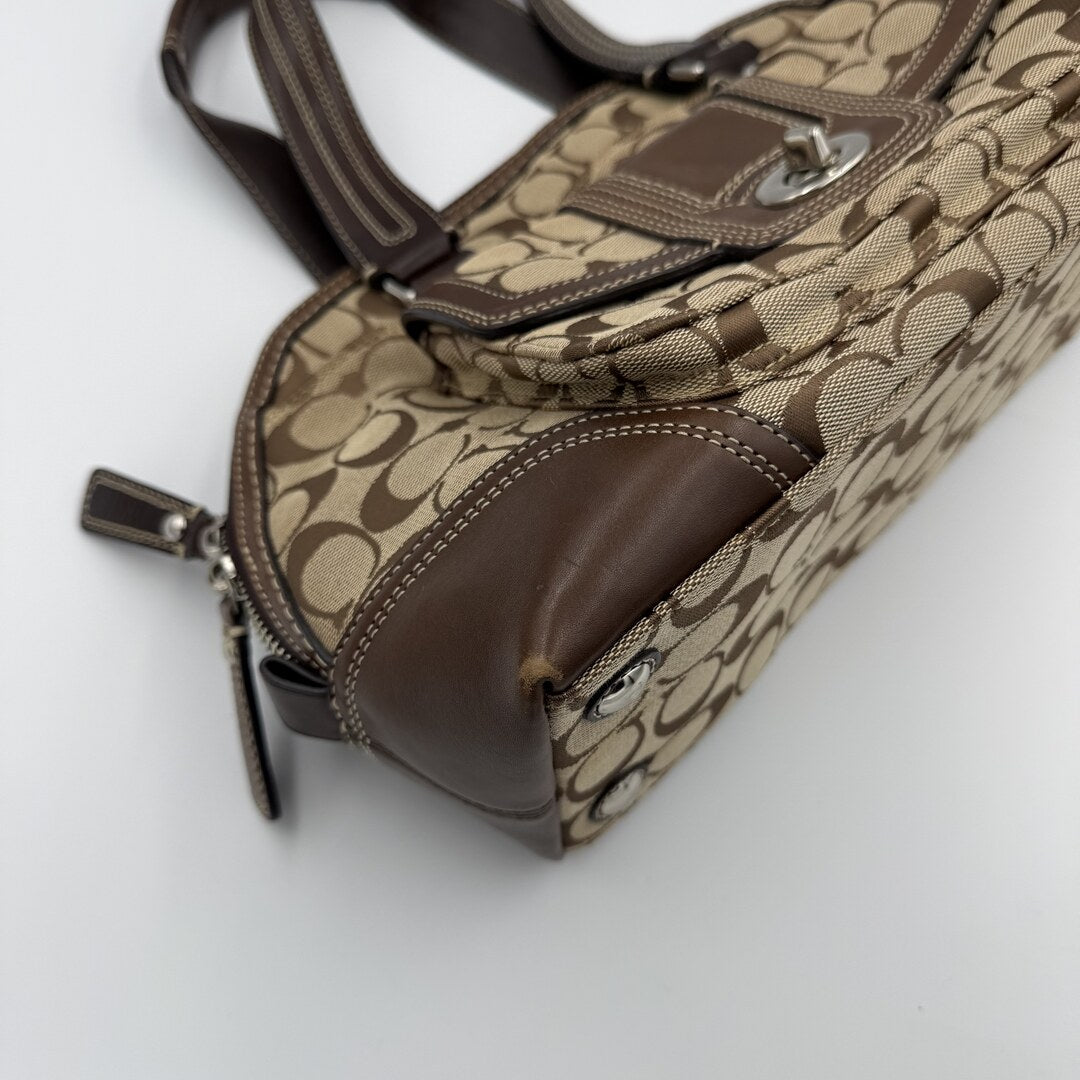 Coach Signature Hampton Brown Handbag