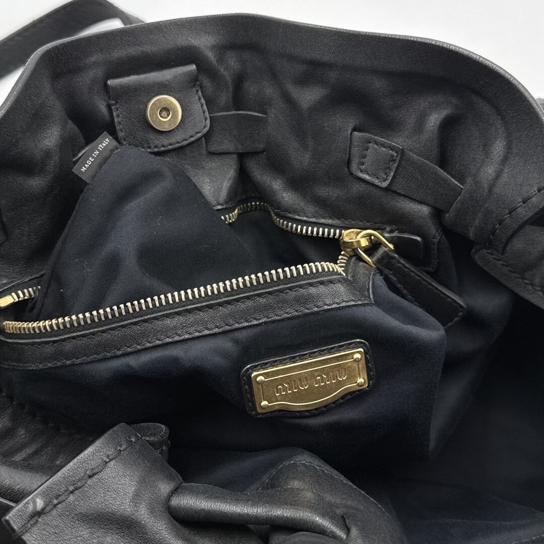 Miu Miu Vitello Leather Black Tote Bag