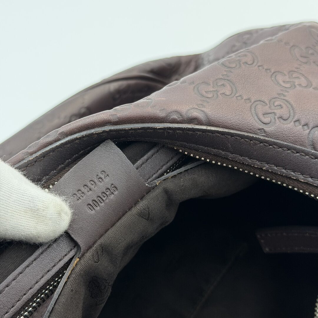 Gucci Guccissima Twins Hobo Brown Leather Shoulder Bag