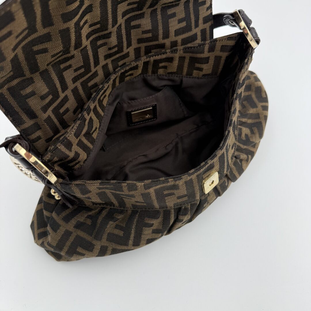 Fendi Zucca Charm Brown Shoulder Bag