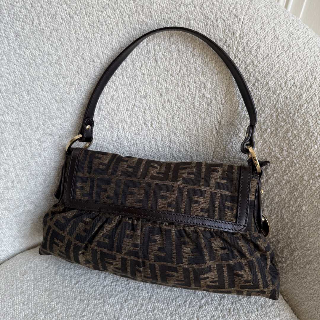 Fendi Zucca Charm Brown Shoulder Bag