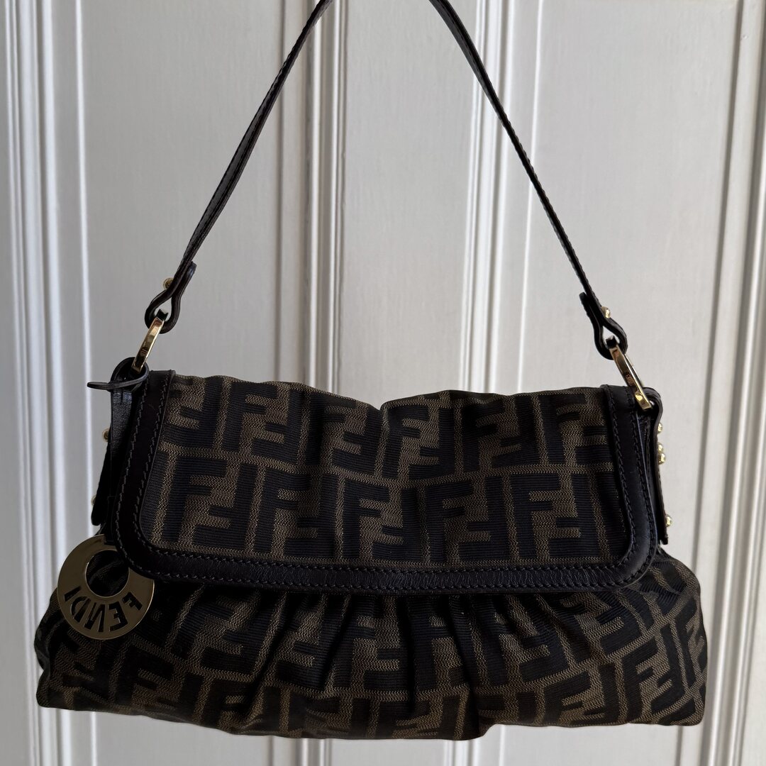 Fendi Zucca Charm Brown Shoulder Bag
