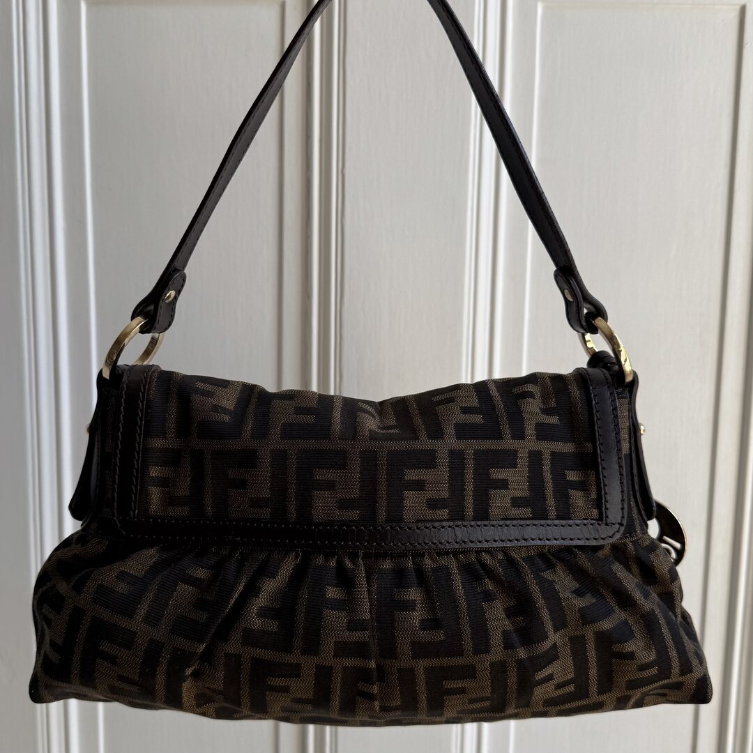 Fendi Zucca Charm Brown Shoulder Bag