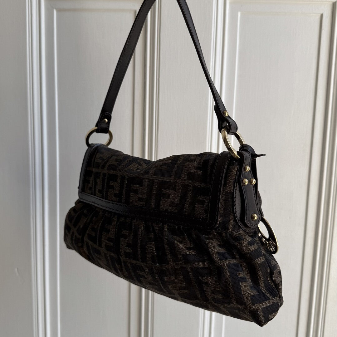 Fendi Zucca Charm Brown Shoulder Bag