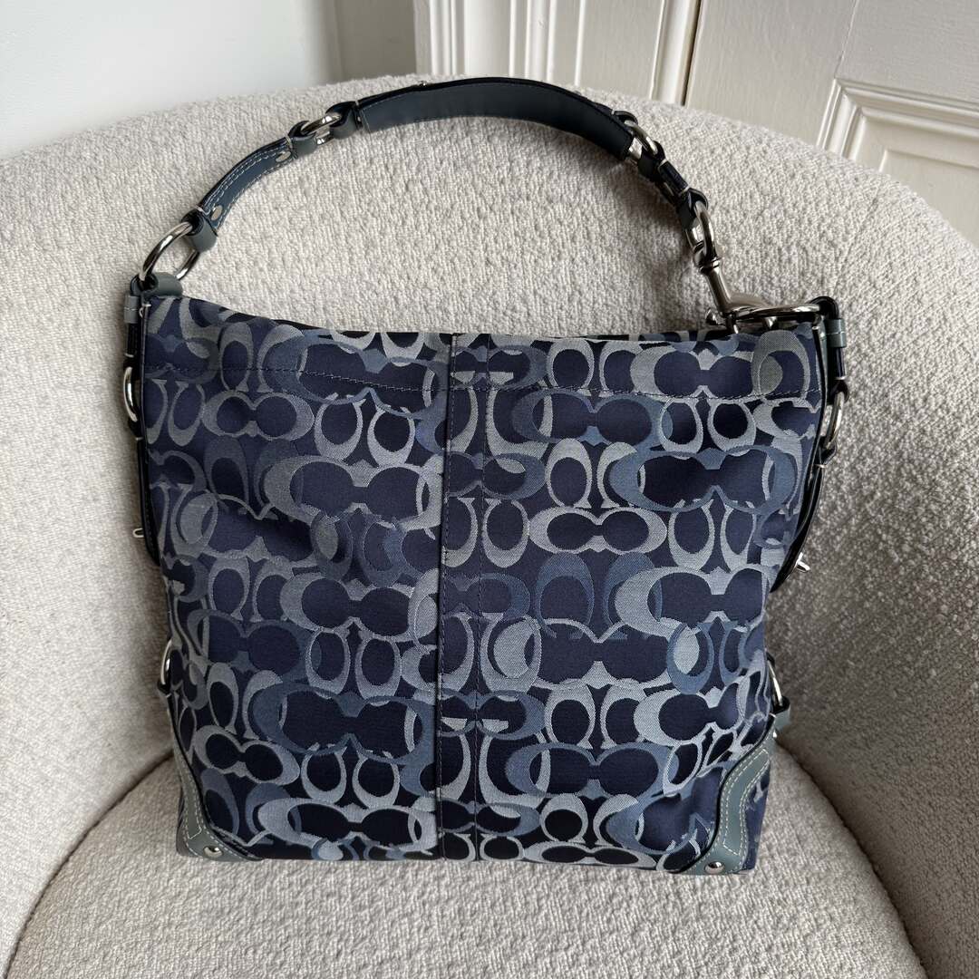 Coach Signature Denim Studded Shoulder Bag