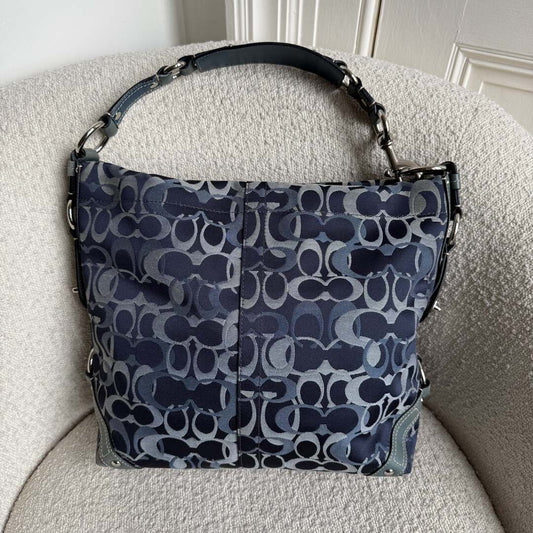 Coach Signature Denim Studded Shoulder Bag