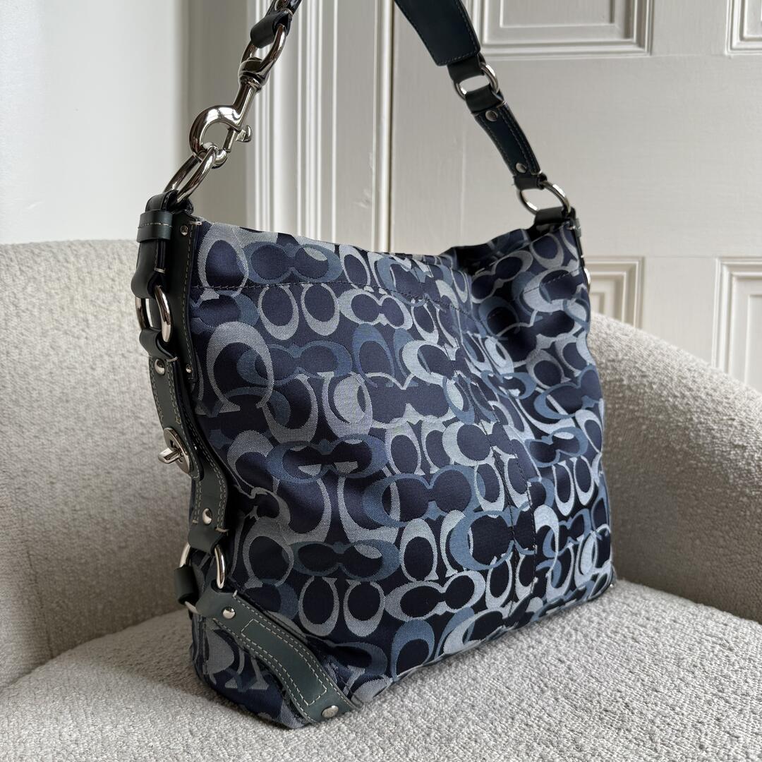 Coach Signature Denim Studded Shoulder Bag