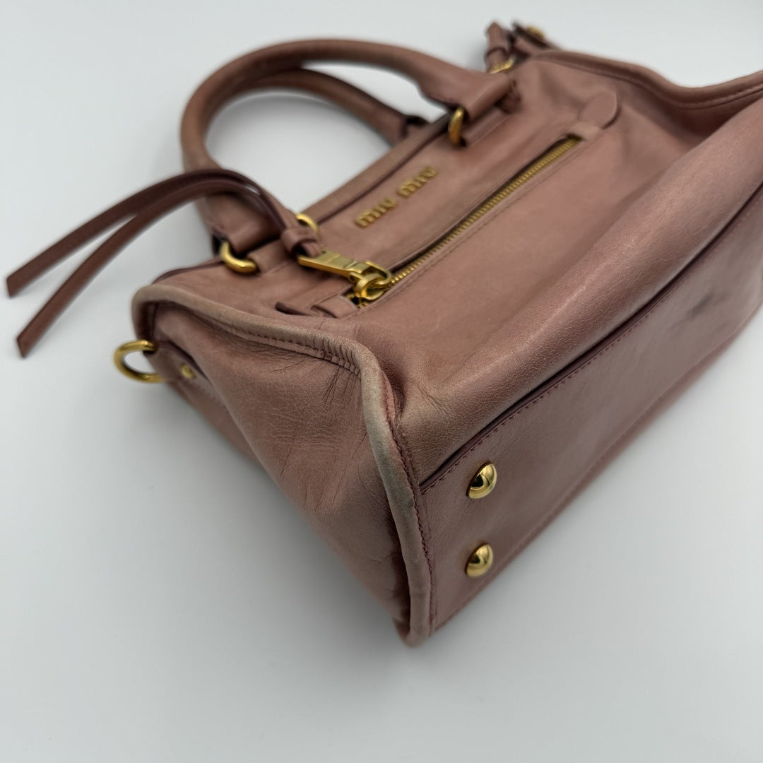 Miu Miu Mini Vitello Shine Pink Handbag