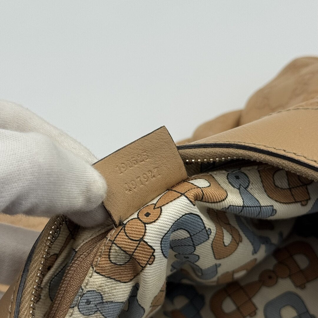 Gucci Guccissima Abbey Leather Beige Shoulder Bag