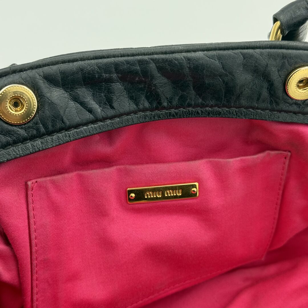 Miu Miu Charm Leather Black Mini Handbag