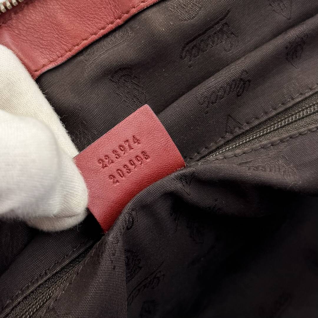 Gucci Guccissima Sukey Leather Red Tote Bag